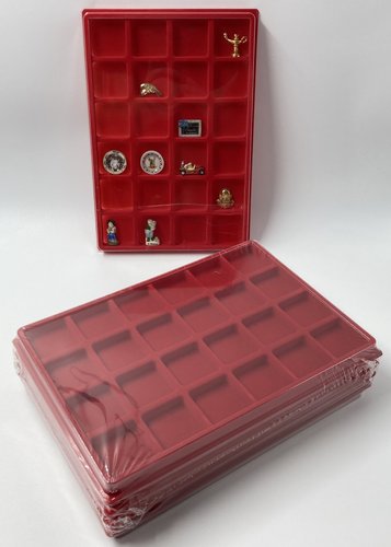 2 box / collecteurs / plateaux velours avec couvercle de 24 cases pour divers fêves minéraux etc