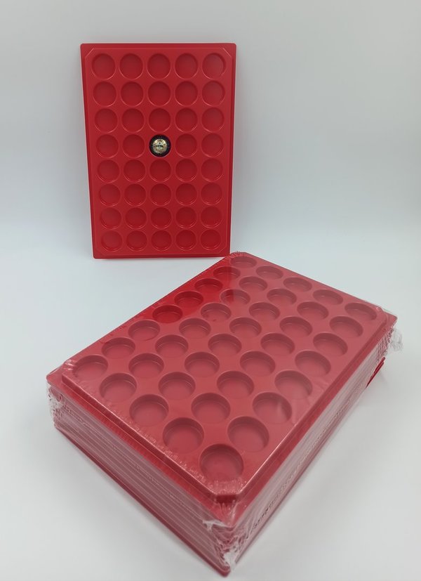 10 box / collecteurs / plateaux plastique sans couvercle pour capsules muselets / 40 cases rondes