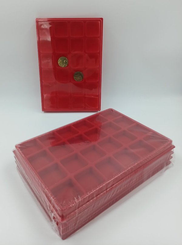 50 box / collecteurs / plateaux velours avec couvercle pour pièces grand format / 24 cases carrées