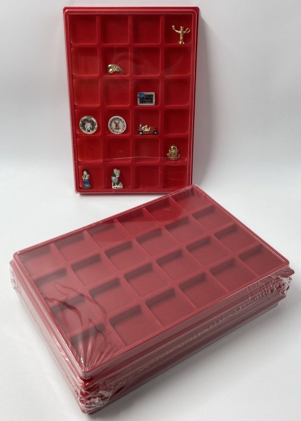 10 box / collecteurs / plateaux velours avec couvercle de 24 cases pour divers fêves minéraux etc